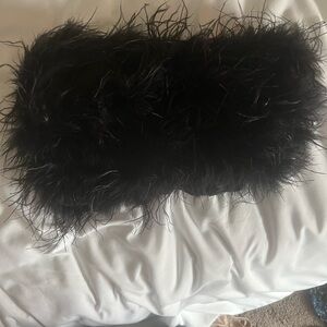 Elegant Black Feathered Clutch